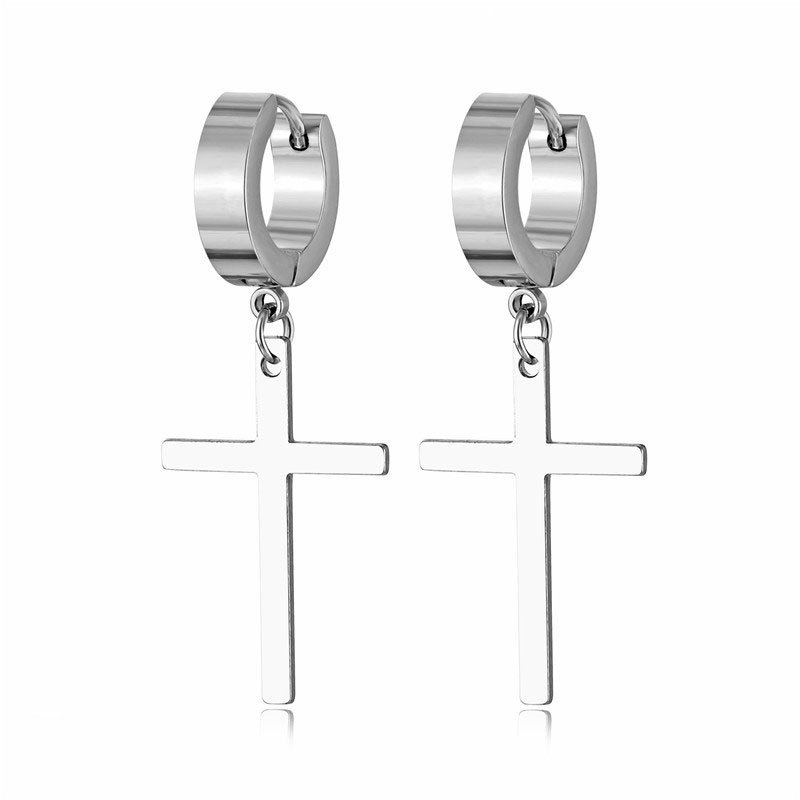 Men's Stainless Steel Cross Ear Clips